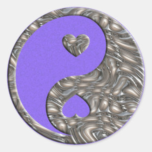 Yin & Yang / Hearts SILVER lils splatter Classic Round Sticker