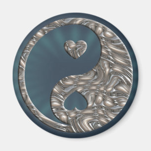 Yin & Yang / Hearts SILVER Magnet