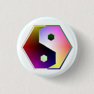 Yin Yang Hexagon 3 Cm Round Badge