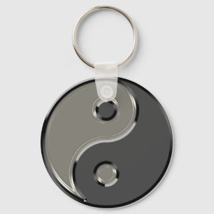 Yin Yang in 2 Shades of Grey Key Ring