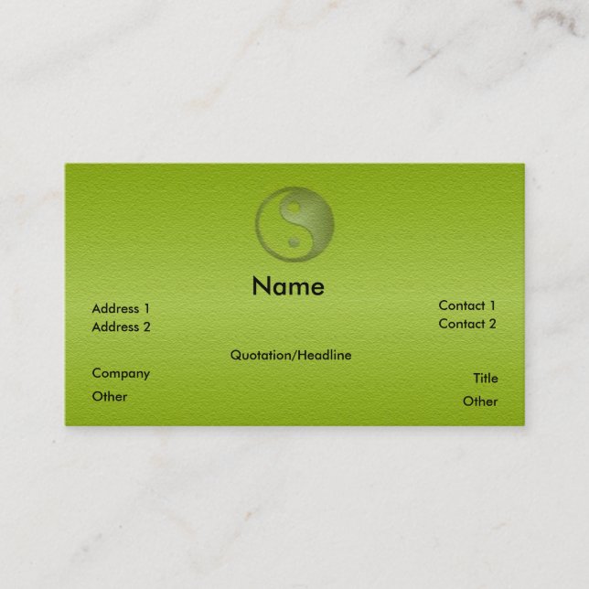 Yin Yang in Green Sandstone Profile Card (Front)