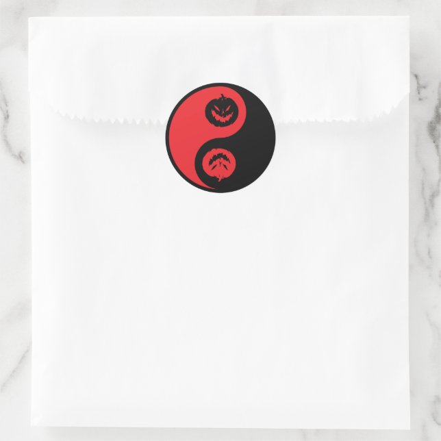 Yin Yang Jack-o-lantern Pumpkins T-Shirt Classic Round Sticker (Bag)