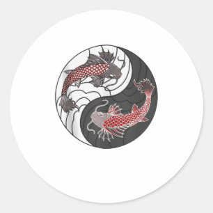 Yin Yang Japanese Koi Fish Classic Round Sticker