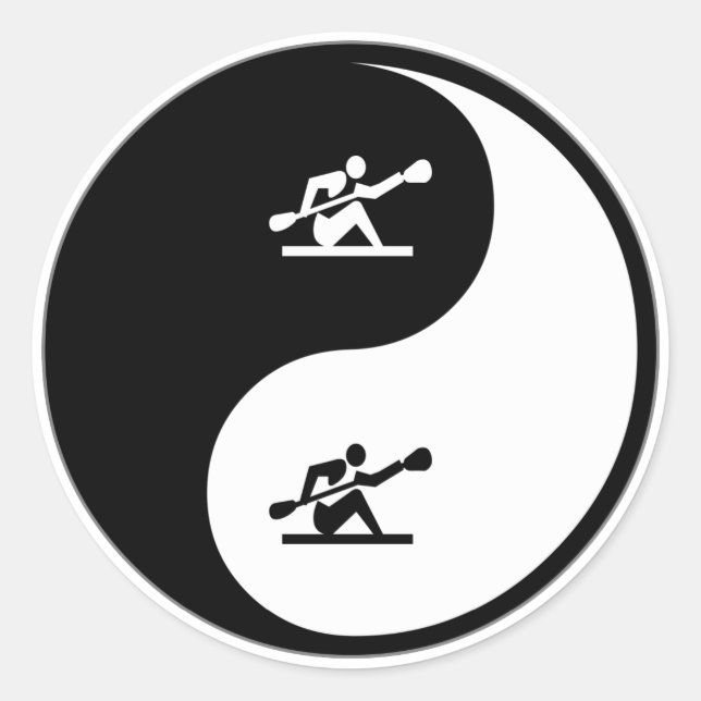 Yin Yang Kayaking Classic Round Sticker (Front)