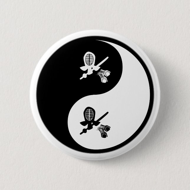 Yin Yang Kendo 6 Cm Round Badge (Front)