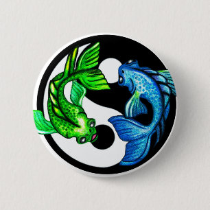 Yin-Yang Koi Design 6 Cm Round Badge