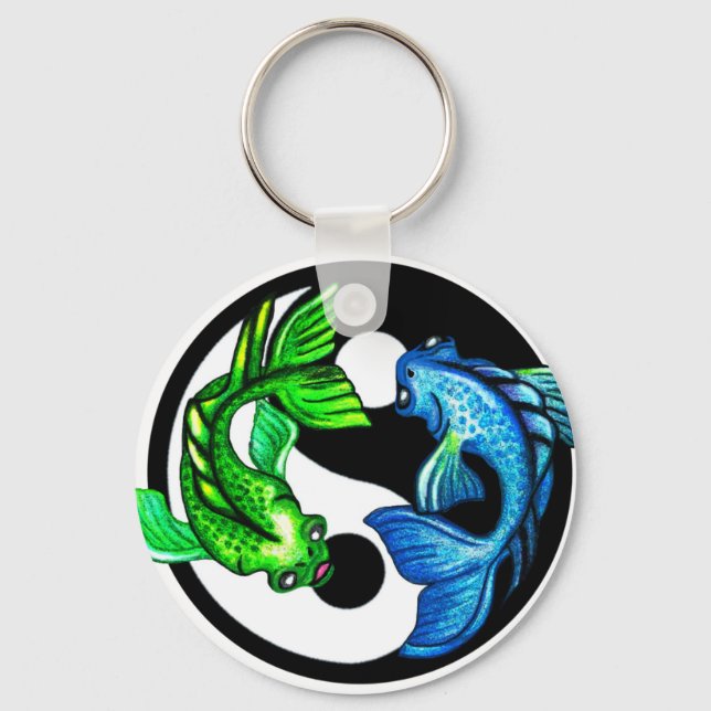 Yin-Yang Koi Design Key Ring (Front)