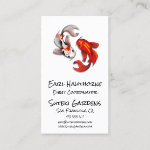 Yin Yang Koi Fish Business Logo Japanese Garden Business Card