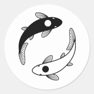 Yin Yang Koi Fish Classic Round Sticker