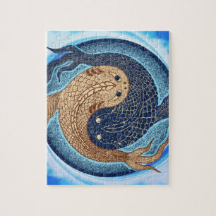 Yin Yang Koi Fish Mandala Jigsaw Puzzle