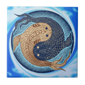 Yin Yang Koi Fish Mandala Tile