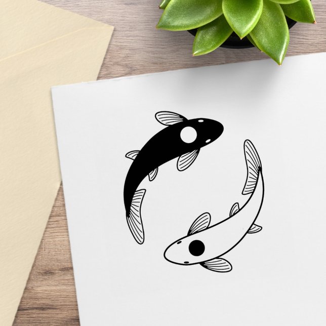 Yin-Yang Koi Fish Pair Rubber Stamp (Creator Uploaded)