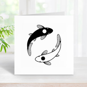 Yin-Yang Koi Fish Pair Rubber Stamp
