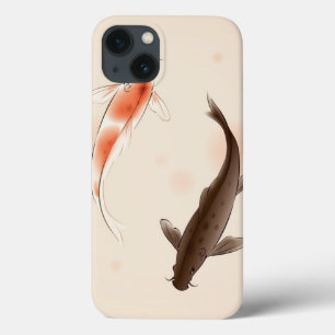 Yin Yang Koi fishes in oriental style painting iPhone 13 Case