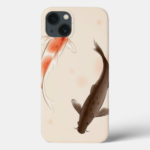 Yin Yang Koi fishes in oriental style painting iPhone 13 Case