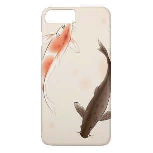 Yin Yang Koi fishes in oriental style painting iPhone 8 Plus/7 Plus Case