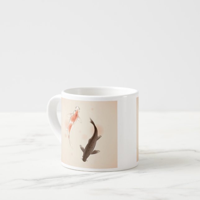 Yin Yang Koi fishes in oriental style painting Espresso Cup (Front Left)
