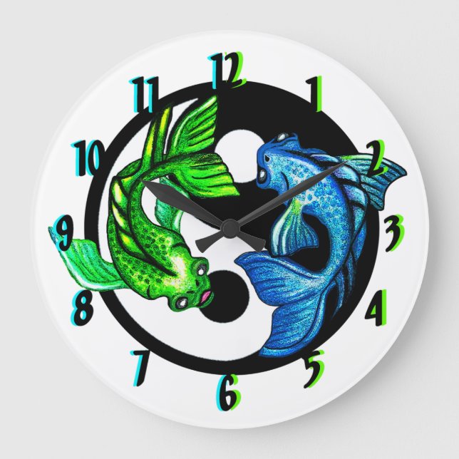 Yin-Yang Koi Round Clock Design (Front)