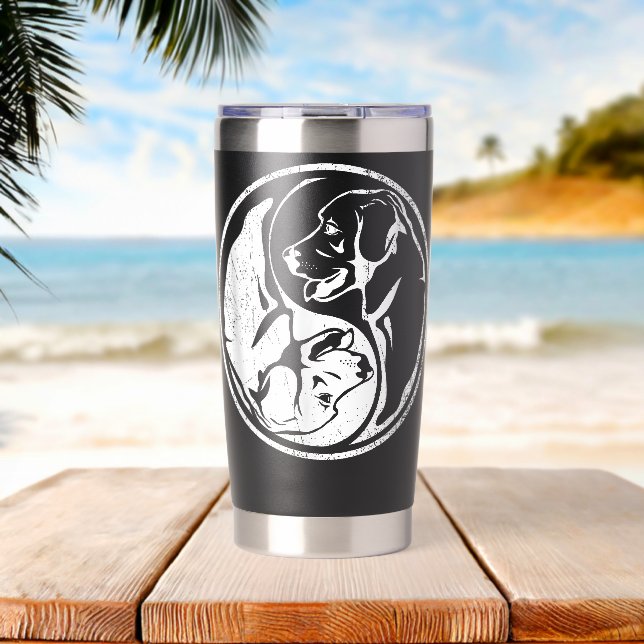 Yin Yang Labrador Retriever Dog Lover Insulated Tumbler (Beach (Rotated))