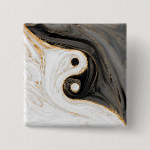 Yin Yang Liquid Marble 15 Cm Square Badge