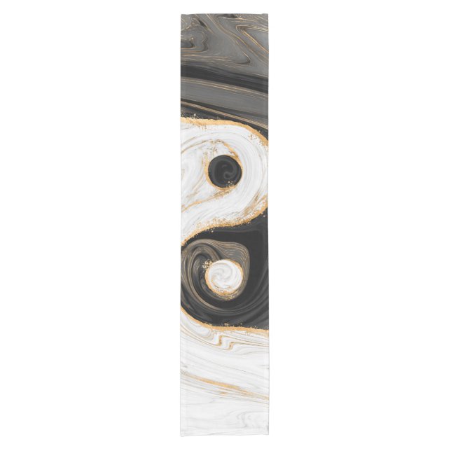 Yin Yang Liquid Marble Short Table Runner (Front)