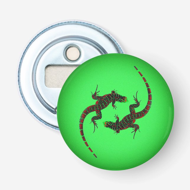 Yin Yang Lizards Bottle Opener (Front)