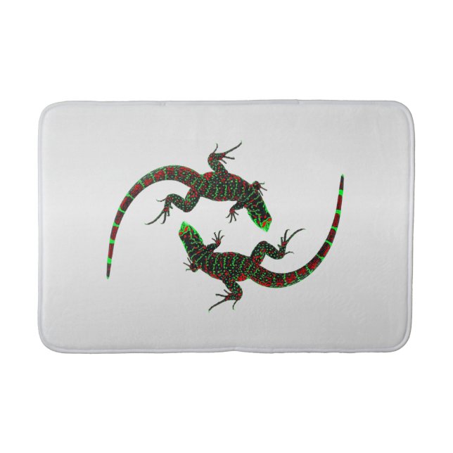 Yin Yang Lizards Silver Bath Mat (Front)