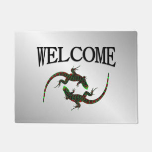 Yin Yang Lizards Silver Doormat
