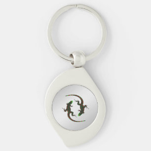 Yin Yang Lizards Silver Key Ring