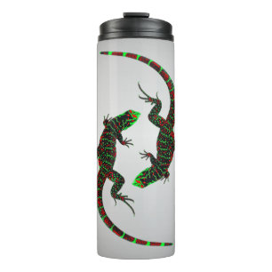 Yin Yang Lizards Silver Thermal Tumbler