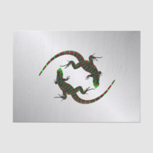 Yin Yang Lizards Silver Tissue Paper