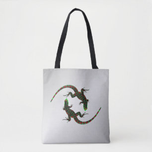 Yin Yang Lizards Silver Tote Bag