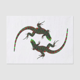 Yin Yang Lizards White Tissue Paper