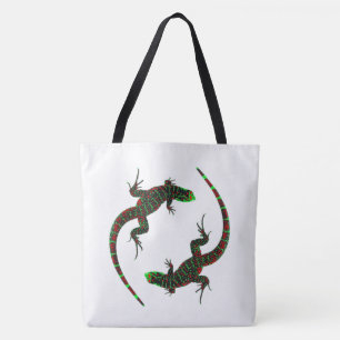 Yin Yang Lizards White Tote Bag