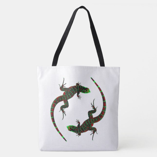 Yin Yang Lizards White Tote Bag (Front)