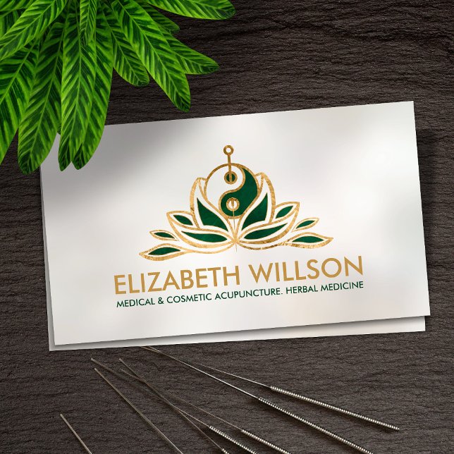 Yin Yang Lotus Acupuncture Needle Business Card (Creator Uploaded)