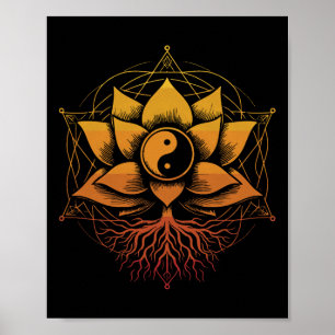 Yin Yang Lotus Flower Sacred Geometry Spiritual Ge Poster