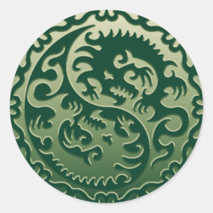 Yin Yang Magical Dragons 2 Classic Round Sticker