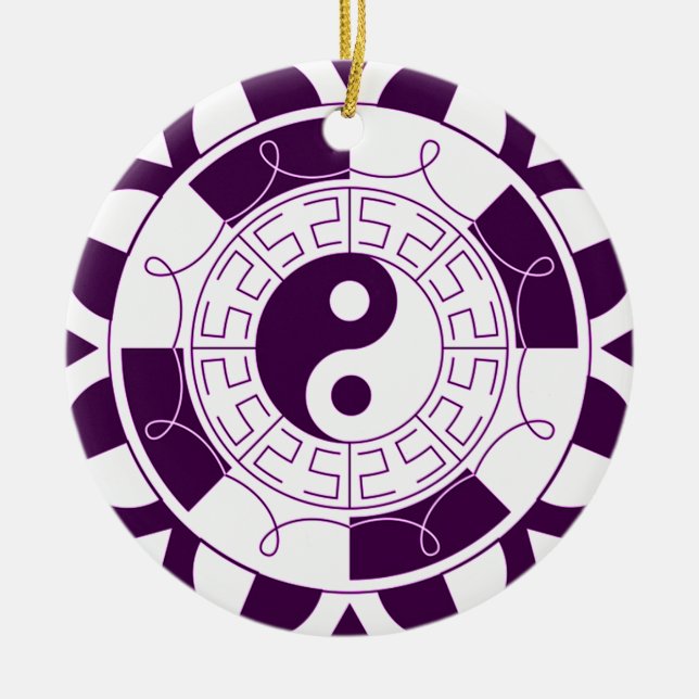 Yin Yang Mandala Ceramic Tree Decoration (Front)