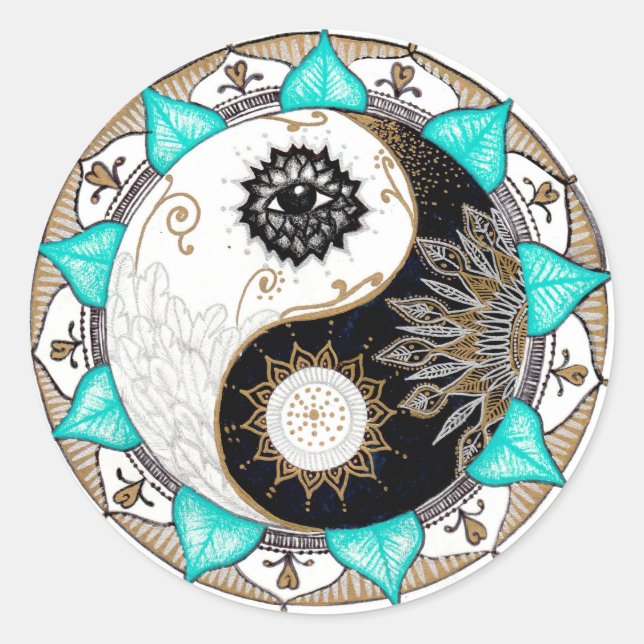 Yin Yang Mandala Classic Round Sticker (Front)