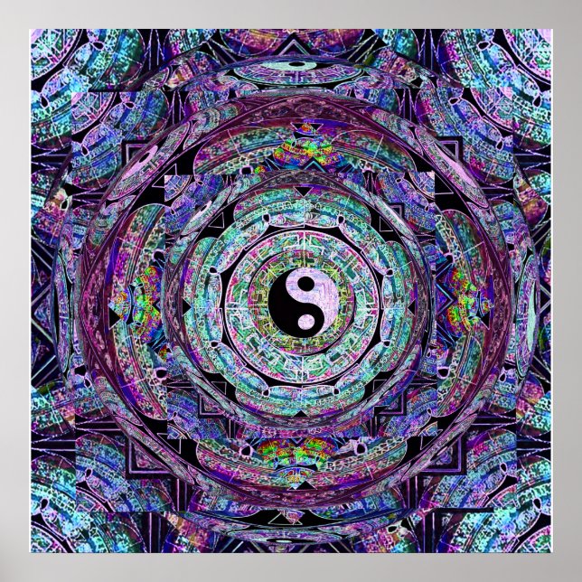 Yin Yang Mandala Purple Poster (Front)