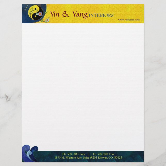 Yin & Yang Massage Therapy Business Customised Letterhead (Front)