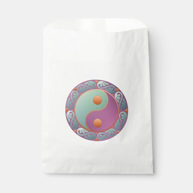 Yin Yang Medallion Violet Turquoise Favour Bags (Front)