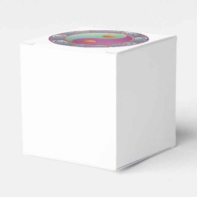 Yin Yang Medallion Violet Turquoise Favour Box (Front Side)