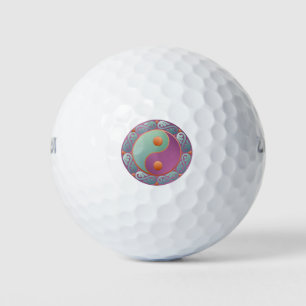 Yin Yang Medallion Violet Turquoise Golf Balls