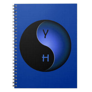 yin yang monogram - blue notebook