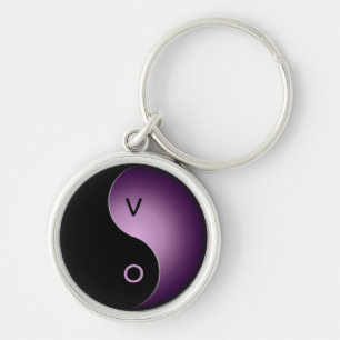 yin yang monogram - purple key ring