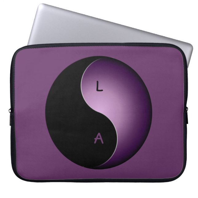 yin yang monogram - purple laptop sleeve (Front)