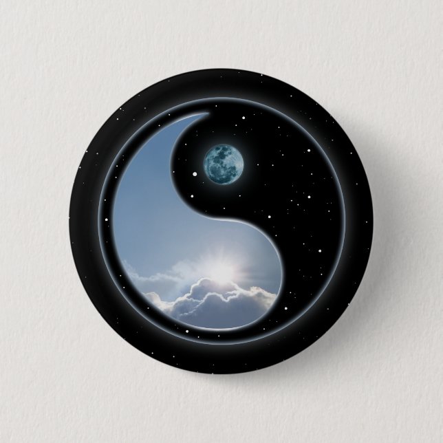 Yin Yang Moon Sun 6 Cm Round Badge (Front)