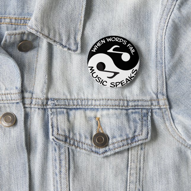 Yin yang music 6 cm round badge (In Situ)
